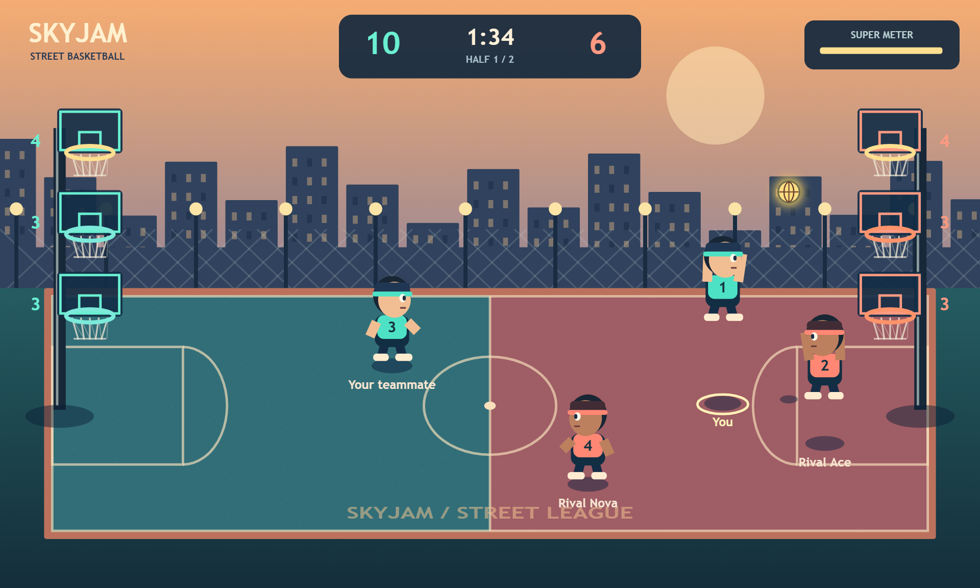 Basketball gameplay in Party Arcade